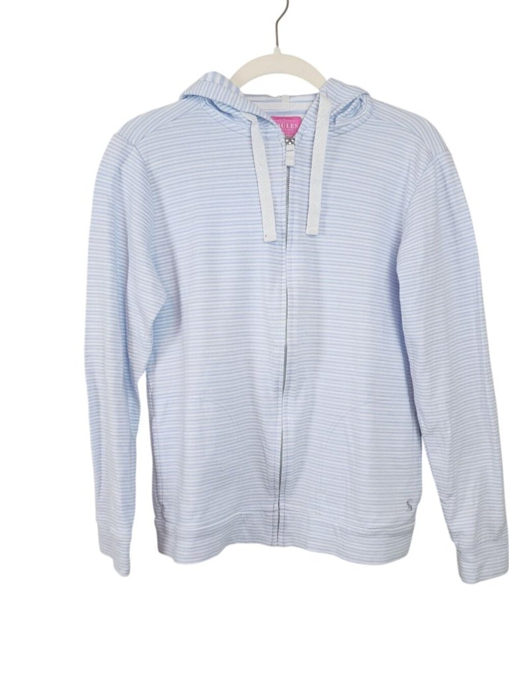 Joules Women Beachside Hoodie Sky Blue Stripe Cotton Blend Size Us 10